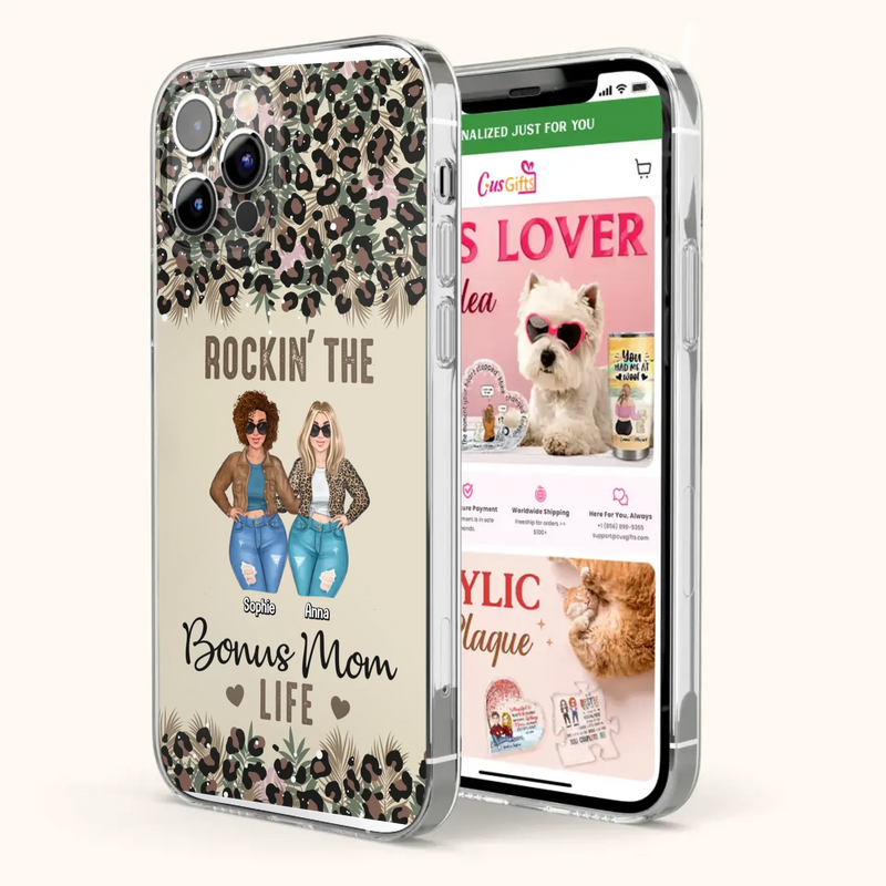 Custom Personalized Bonus Mom Phone Case - Gift Idea For Mother's Day - Rockin' The Bonus Mom Life - Case For iPhone & Samsung