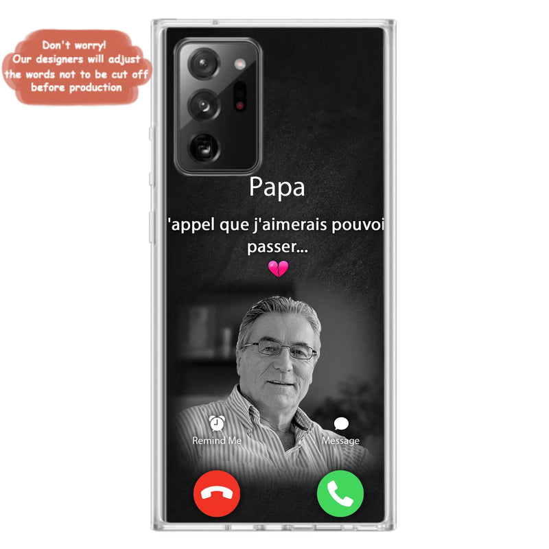 Coque de téléphone personnalisée pour papa commémoratif - Télécharger une photo - L'appel que j'aimerais pouvoir passer- Coque de téléphone pour iPhone/ Samsung