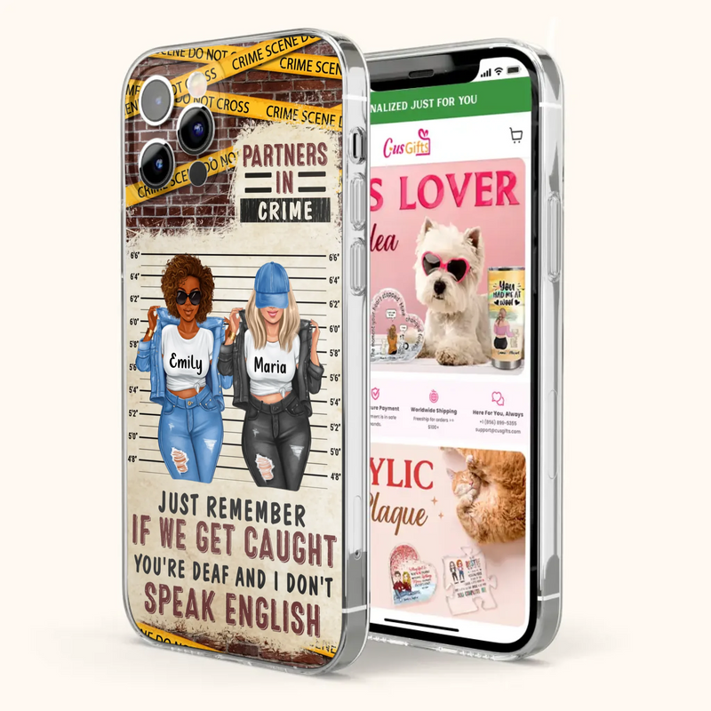 Custom Personalized Bestie Phone Case - Gift Idea For Bestie/ Sister - Upto 3 Girls - Partners In Crime - Case For iPhone And Samsung
