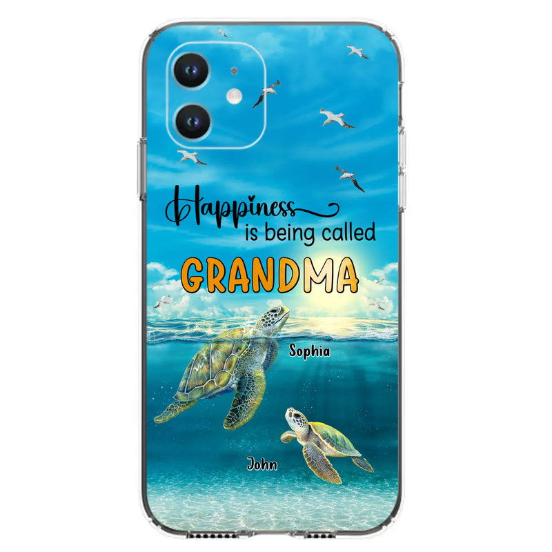Custom Personalized Grandma Mom Turtle Phone Case - Gift Idea For Grandma - Up to 10 Kids - Happiness Is Being Called Grandma - Case For iPhone, Samsung