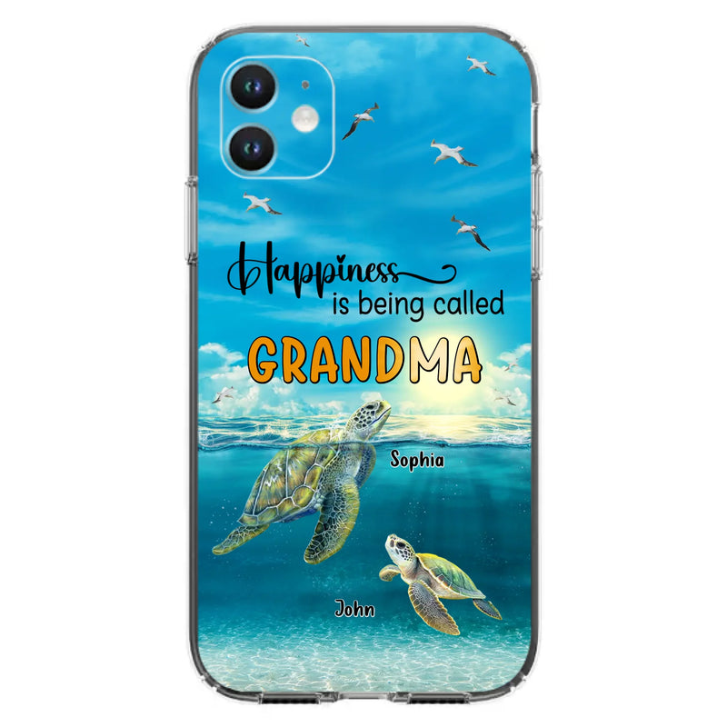 Custom Personalized Grandma Mom Turtle Phone Case - Gift Idea For Grandma - Up to 10 Kids - Happiness Is Being Called Grandma - Case For iPhone, Samsung