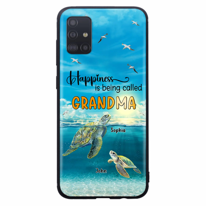 Custom Personalized Grandma Mom Turtle Phone Case - Gift Idea For Grandma - Up to 10 Kids - Happiness Is Being Called Grandma - Case For iPhone, Samsung