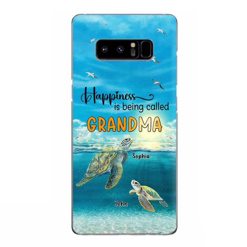 Custom Personalized Grandma Mom Turtle Phone Case - Gift Idea For Grandma - Up to 10 Kids - Happiness Is Being Called Grandma - Case For iPhone, Samsung