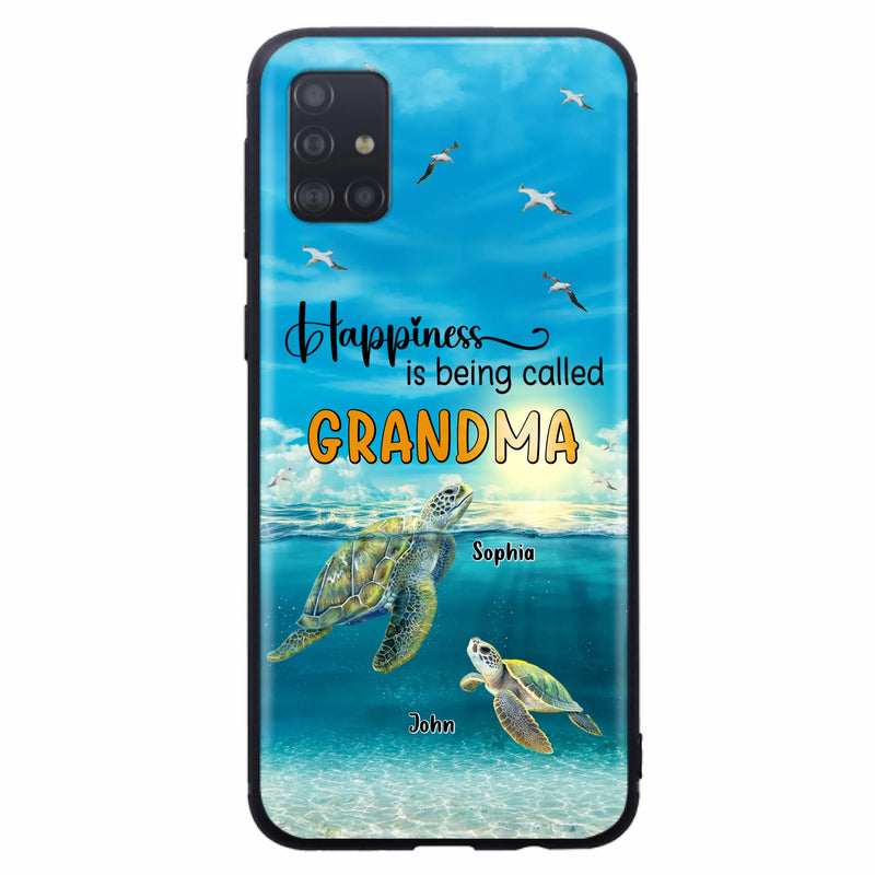 Custom Personalized Grandma Mom Turtle Phone Case - Gift Idea For Grandma - Up to 10 Kids - Happiness Is Being Called Grandma - Case For iPhone, Samsung