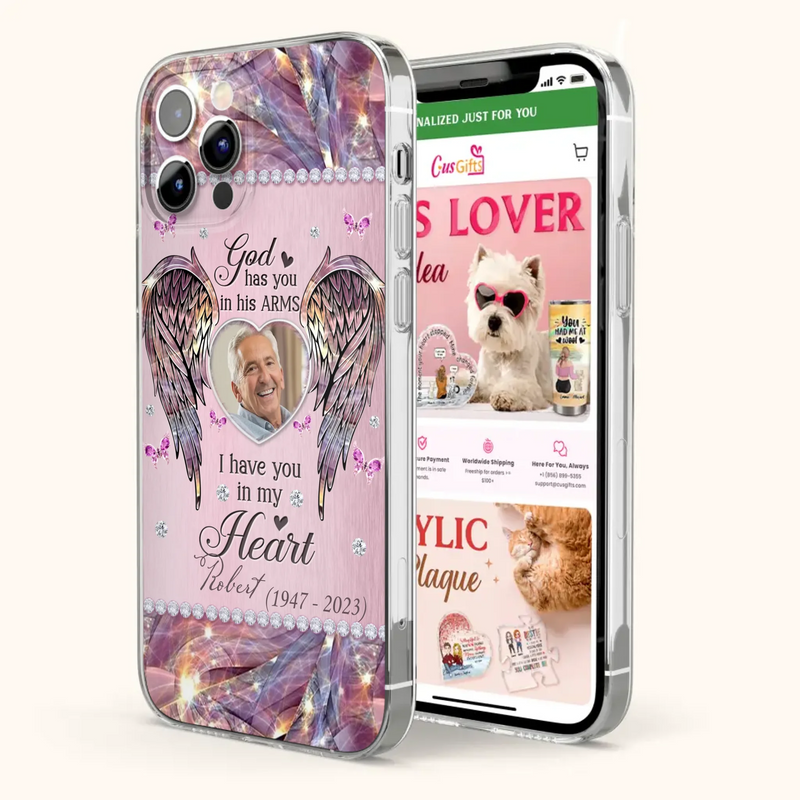Custom Personalized Memorial Phone Case - Memorial Gift Idea For Family - Case For iPhone/Samsung - God Has You In His Arms