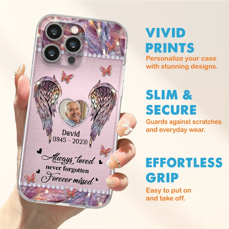 Custom Personalized Memorial Phone Case - Memorial Gift Idea For Family - Case For iPhone/Samsung - Always Loved Never Forgotten Forever Missed