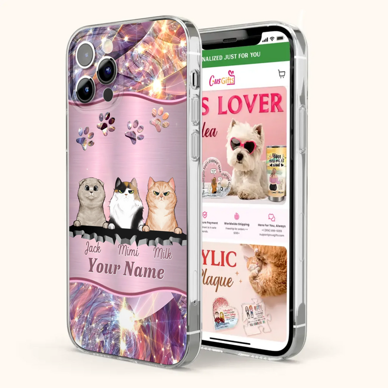 Custom Personalized Cats Phone Case - Gift Idea For Cat Lover - Up to 3  Cats - Cases For iPhone/Samsung