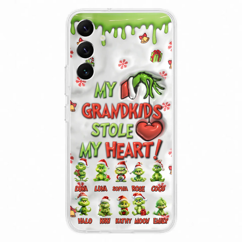 Custom Personalized Christmas Mama Grandkid Phone Case - Gift Idea For Grandkids - Upto 10 Kids - My Grandkids Stole My Heart - Case For iPhone/Samsung