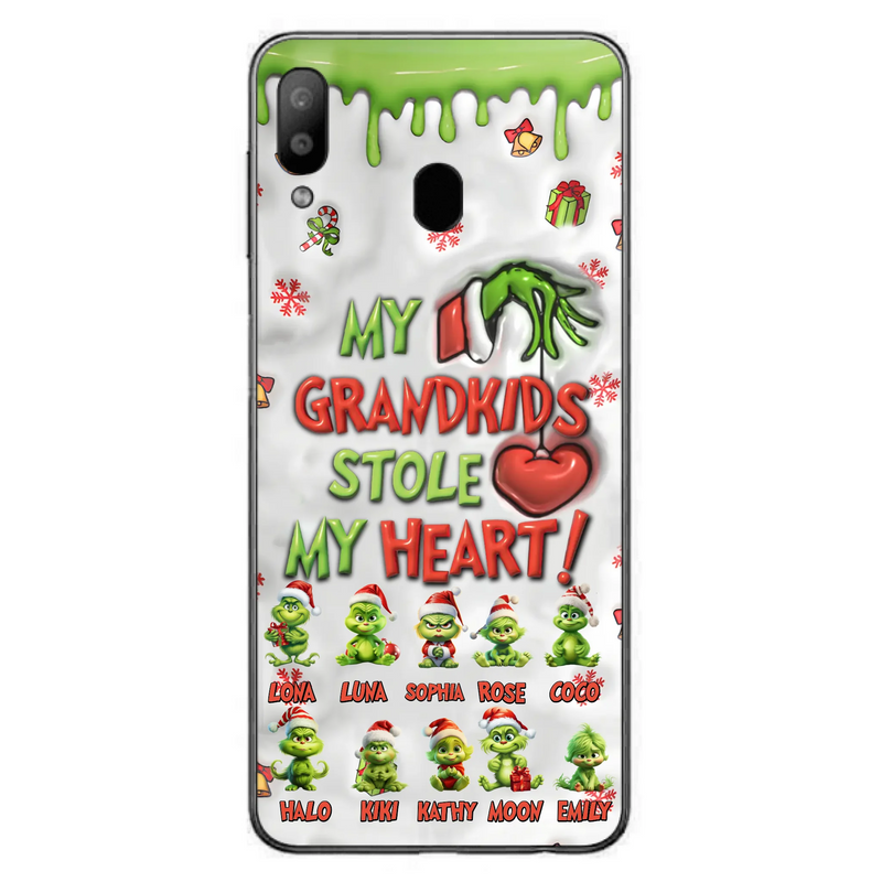 Custom Personalized Christmas Mama Grandkid Phone Case - Gift Idea For Grandkids - Upto 10 Kids - My Grandkids Stole My Heart - Case For iPhone/Samsung