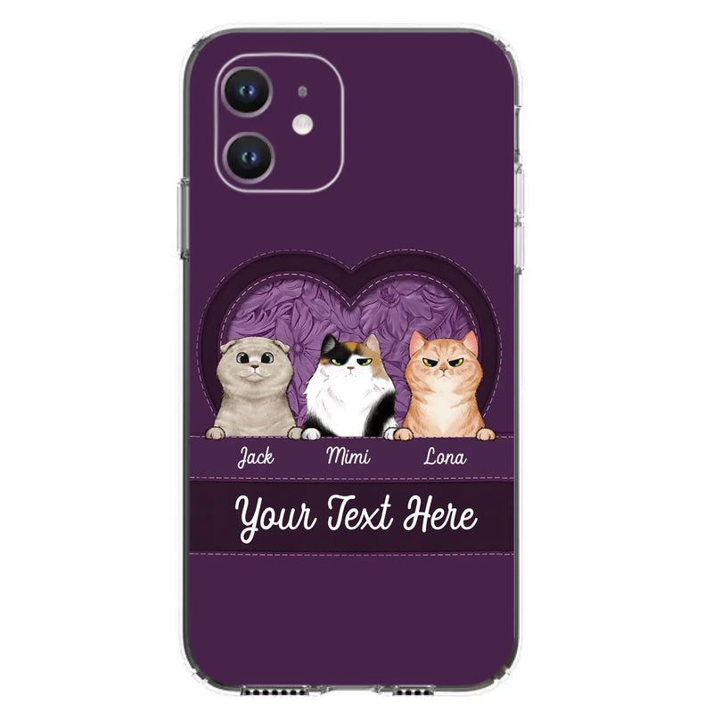 Custom Personalized Cat Phone Case For iPhone And Samsung - Gift Idea For Cat Lover - Up to 3  Cats  - Cat In Heart
