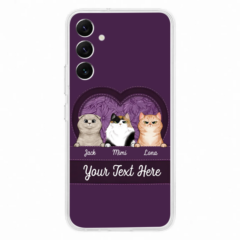 Custom Personalized Cat Phone Case For iPhone And Samsung - Gift Idea For Cat Lover - Up to 3  Cats  - Cat In Heart