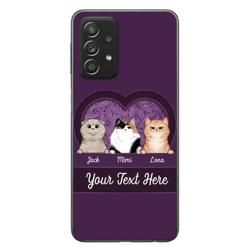 Custom Personalized Cat Phone Case For iPhone And Samsung - Gift Idea For Cat Lover - Up to 3  Cats  - Cat In Heart