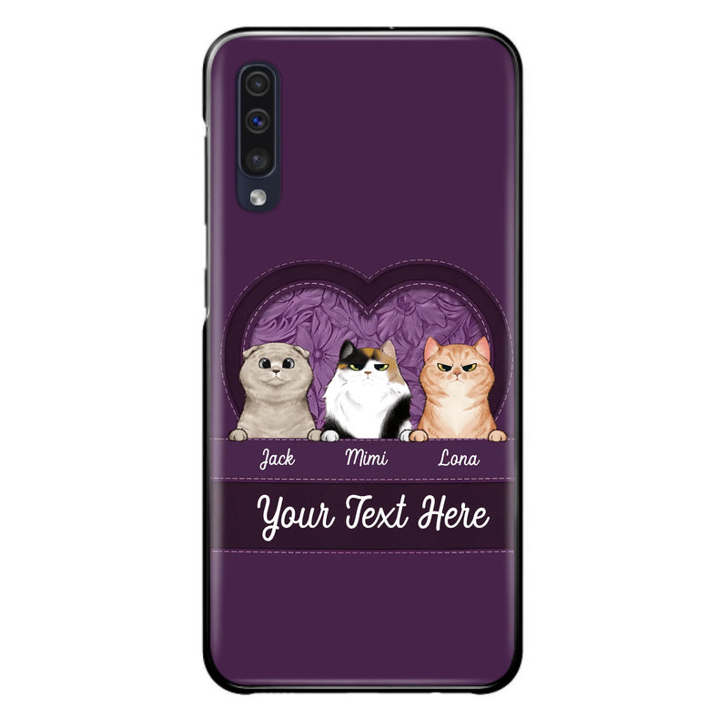 Custom Personalized Cat Phone Case For iPhone And Samsung - Gift Idea For Cat Lover - Up to 3  Cats  - Cat In Heart