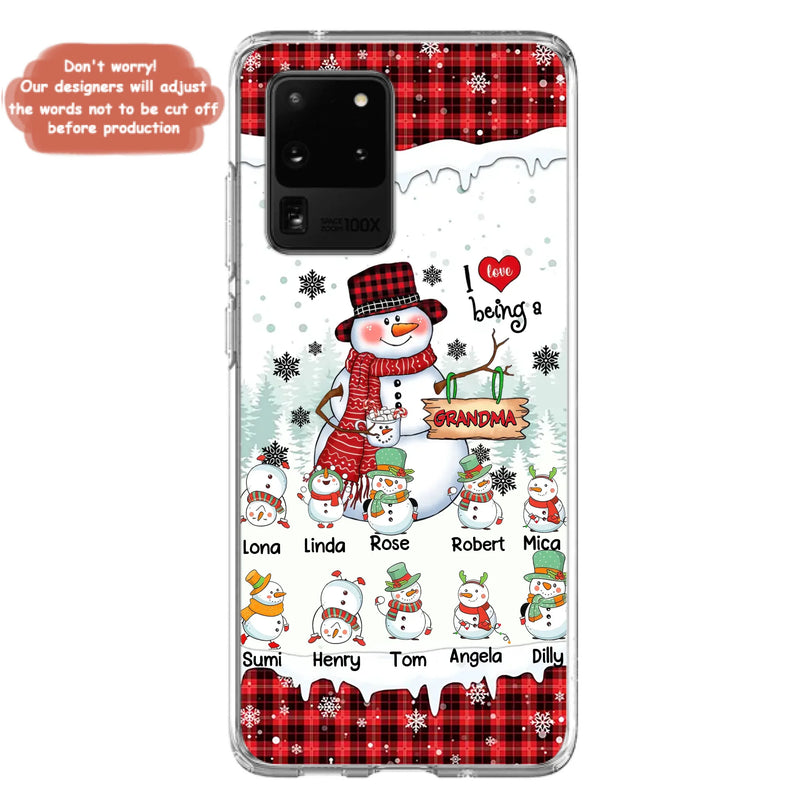 Personalized Snowman Christmas Grandma Phone Case - Christmas Gift Idea For Grandma - Up to 10 Kids - Case For iPhone/Samsung