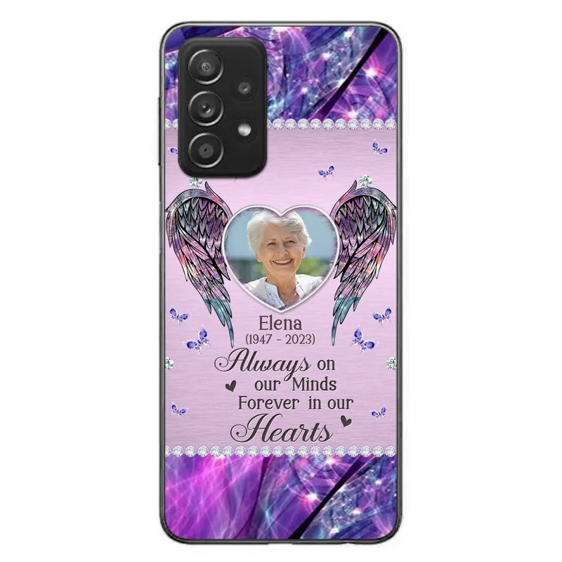 Custom Personalized Memorial Phone Case - Memorial Gift Idea For Family - Case For iPhone/Samsung - Always On My Mind Forever In Our Hearts