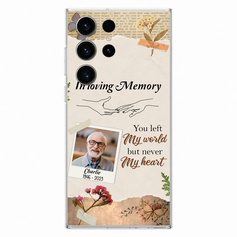Custom Personalized Memorial Phone Case - Memorial Gift Idea For Family - Case For iPhone/Samsung - You Left My World But Never My Heart