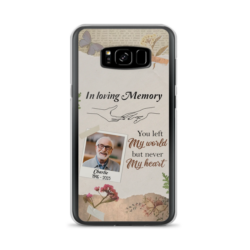Custom Personalized Memorial Phone Case - Memorial Gift Idea For Family - Case For iPhone/Samsung - You Left My World But Never My Heart