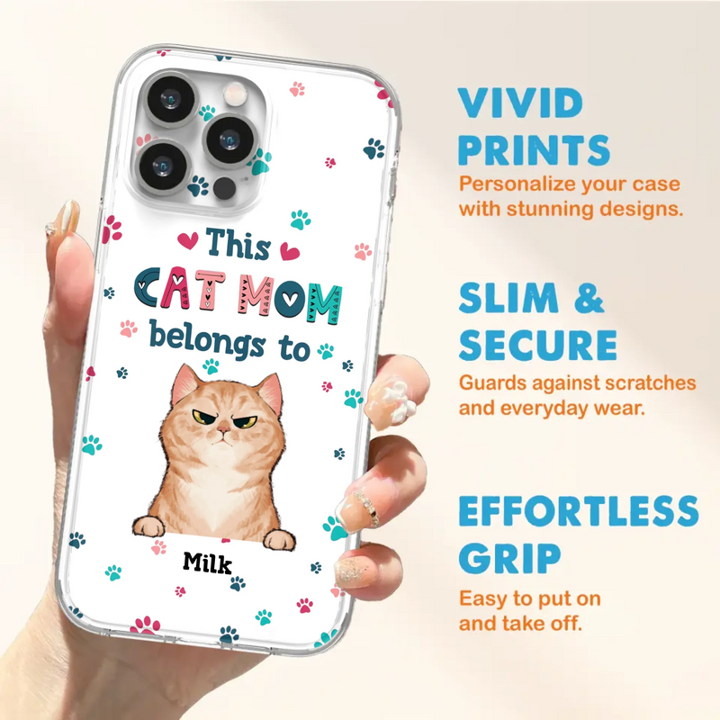 Custom Personalized Cat Phone Case For iPhone And Samsung - Gift Idea For Cat Lover - Up to 6 Cats - This Cat Mom Belongs To