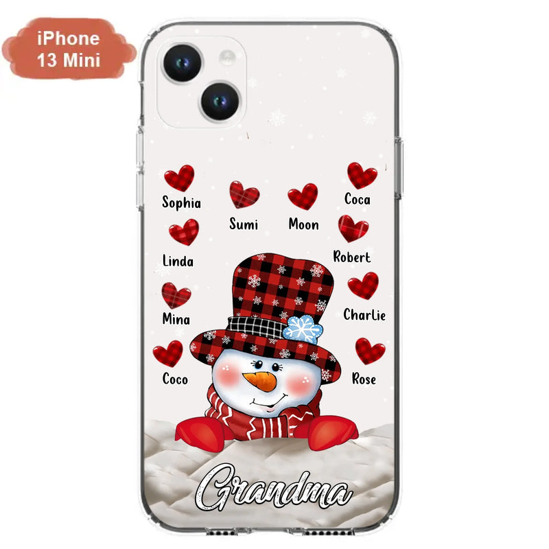 Personalized Snowman Grandma Phone Case - Christmas Gift Idea For Grandma - Up to 10 Kids - Case For iPhone/Samsung