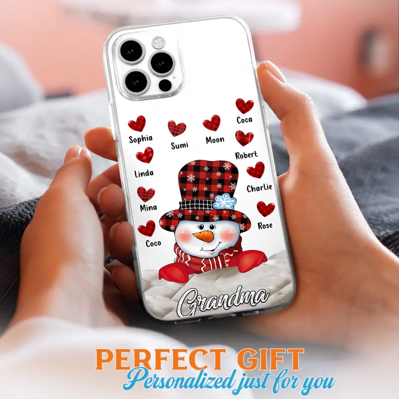 Personalized Snowman Grandma Phone Case - Christmas Gift Idea For Grandma - Up to 10 Kids - Case For iPhone/Samsung