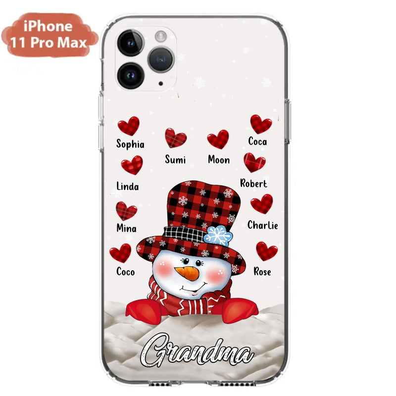 Personalized Snowman Grandma Phone Case - Christmas Gift Idea For Grandma - Up to 10 Kids - Case For iPhone/Samsung
