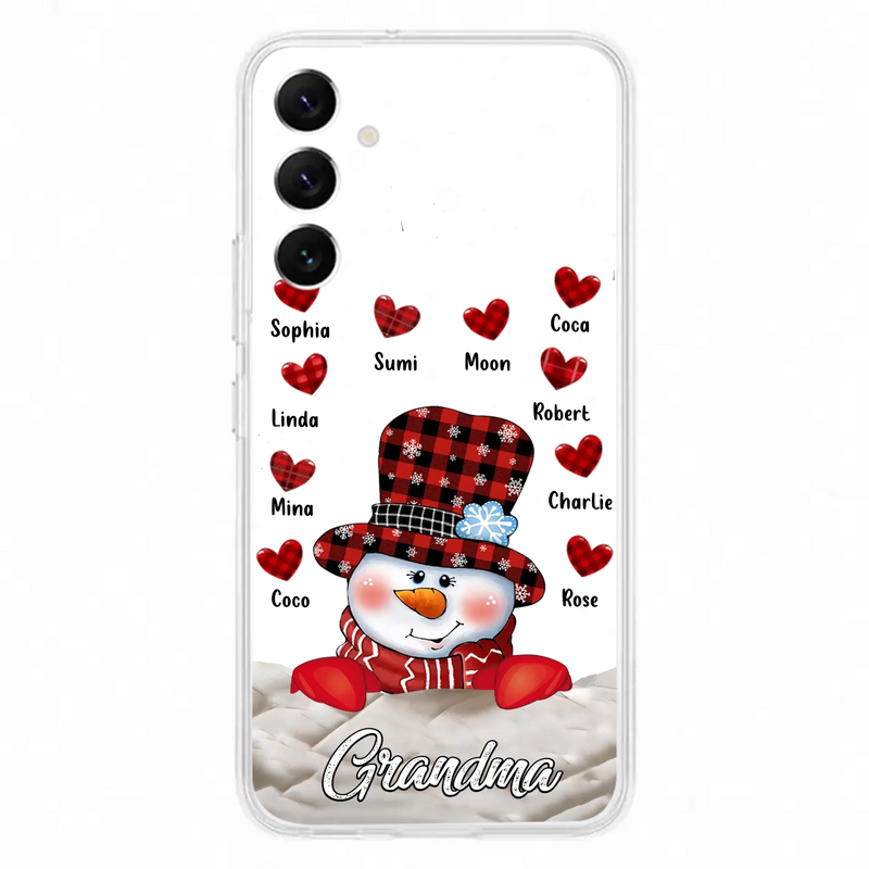 Personalized Snowman Grandma Phone Case - Christmas Gift Idea For Grandma - Up to 10 Kids - Case For iPhone/Samsung