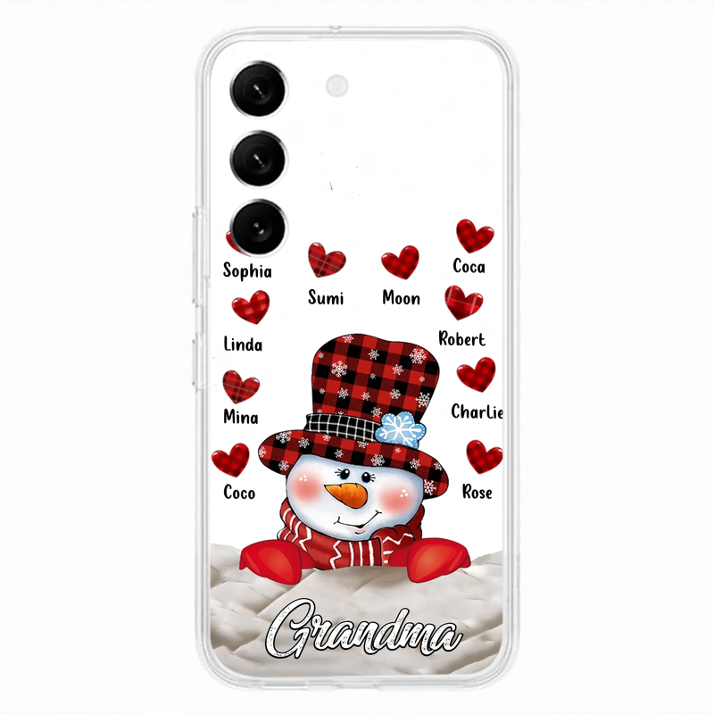 Personalized Snowman Grandma Phone Case - Christmas Gift Idea For Grandma - Up to 10 Kids - Case For iPhone/Samsung