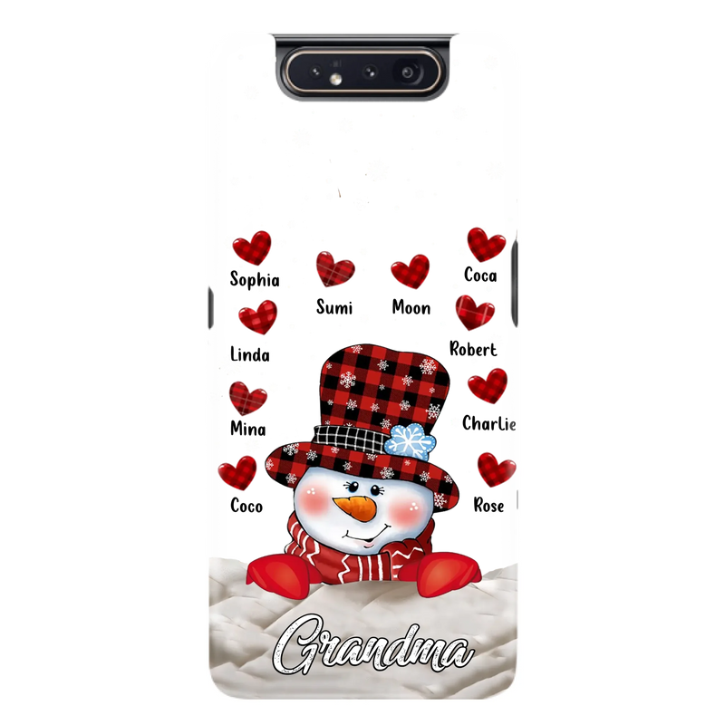 Personalized Snowman Grandma Phone Case - Christmas Gift Idea For Grandma - Up to 10 Kids - Case For iPhone/Samsung