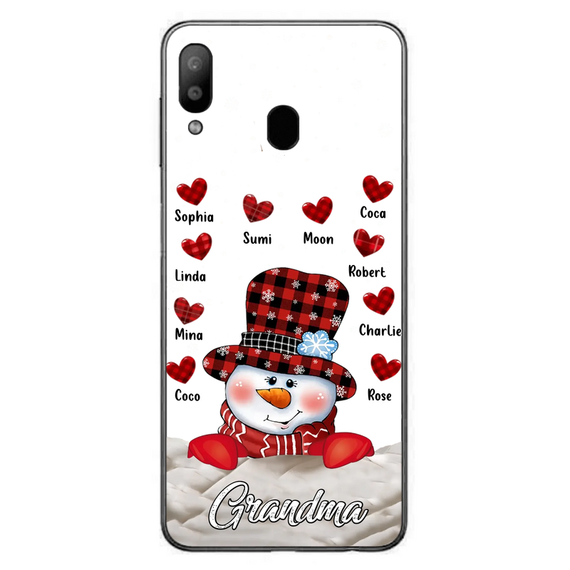 Personalized Snowman Grandma Phone Case - Christmas Gift Idea For Grandma - Up to 10 Kids - Case For iPhone/Samsung