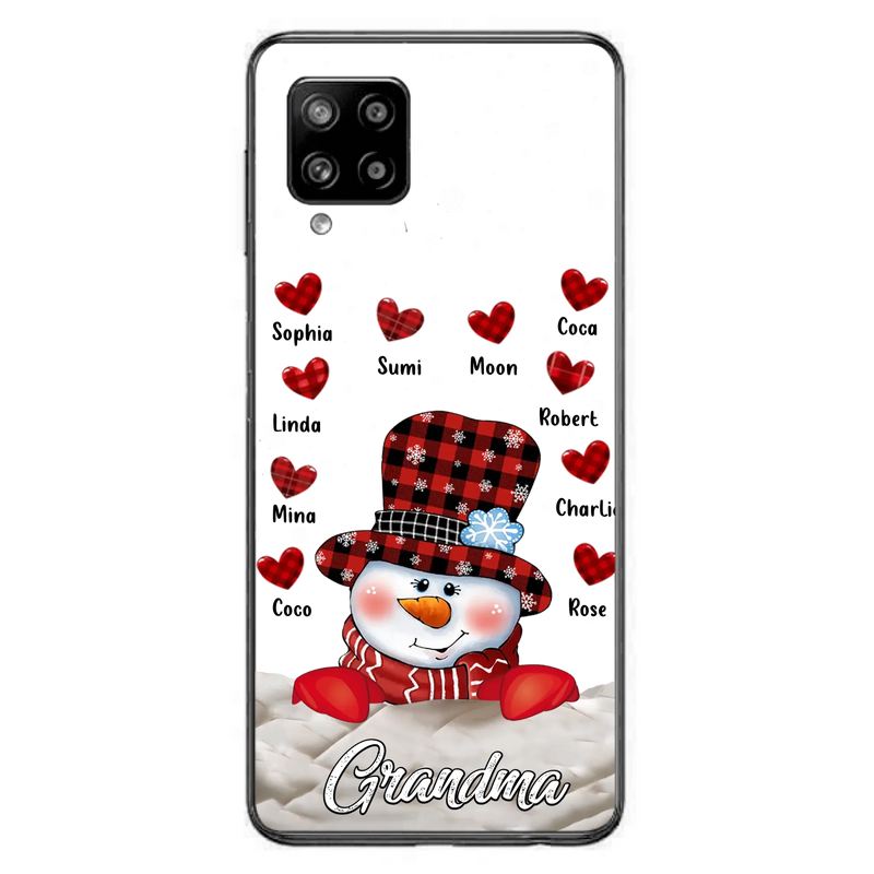 Personalized Snowman Grandma Phone Case - Christmas Gift Idea For Grandma - Up to 10 Kids - Case For iPhone/Samsung