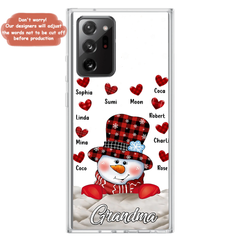 Personalized Snowman Grandma Phone Case - Christmas Gift Idea For Grandma - Up to 10 Kids - Case For iPhone/Samsung
