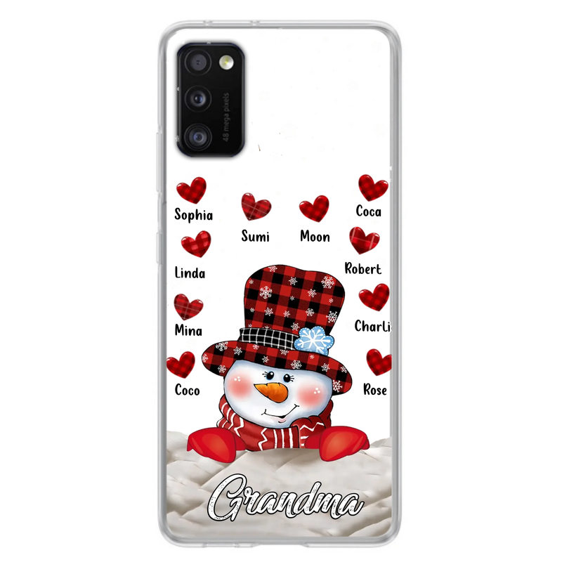 Personalized Snowman Grandma Phone Case - Christmas Gift Idea For Grandma - Up to 10 Kids - Case For iPhone/Samsung