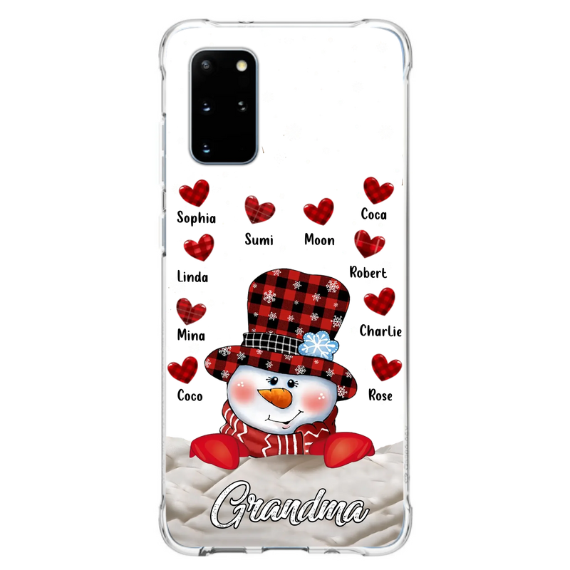 Personalized Snowman Grandma Phone Case - Christmas Gift Idea For Grandma - Up to 10 Kids - Case For iPhone/Samsung