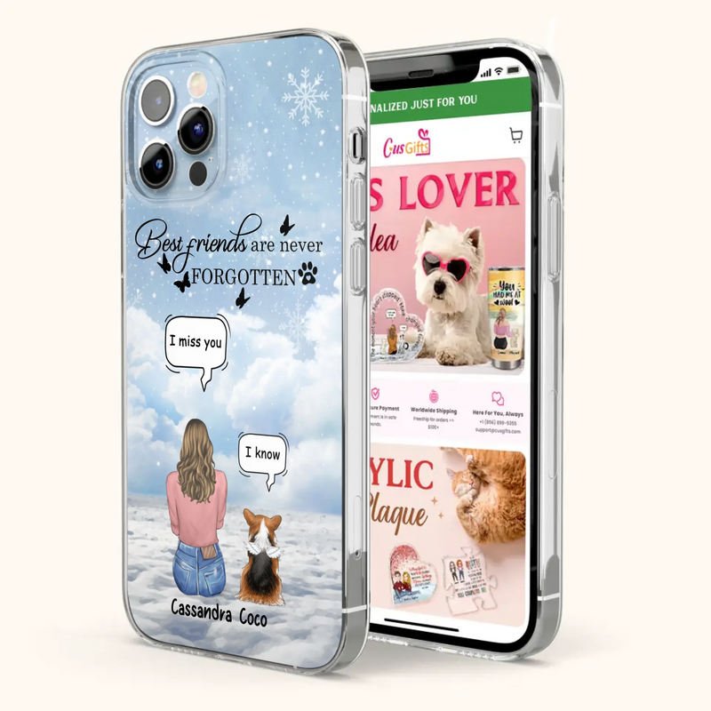 Personalized Memorial Pet Phone Case - Upto 3 Pets - Memorial Gift Idea For Dog/Cat/Rabbits Owners - I Miss You - Case For iPhone/Samsung