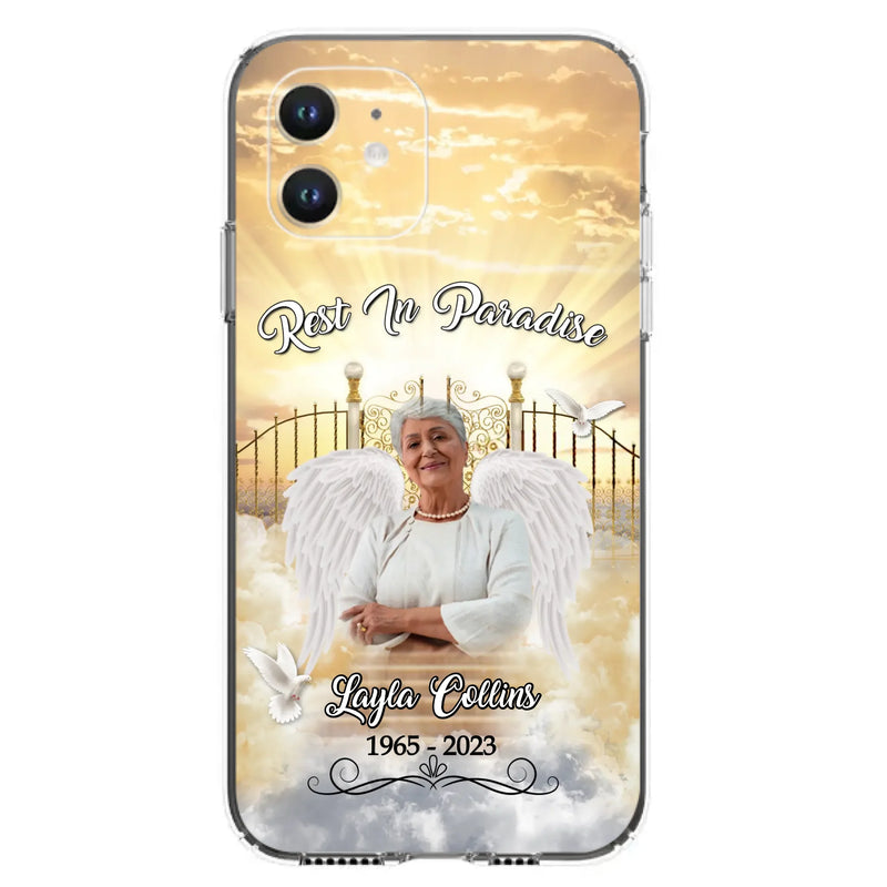 Custom Personalized Rest In Paradise Memorial Phone Case - Upload Photo - Memorial Gift Idea For Family - Case For iPhone And Samsung