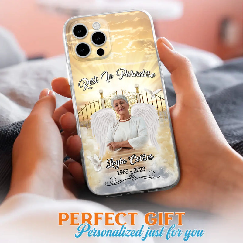 Custom Personalized Rest In Paradise Memorial Phone Case - Upload Photo - Memorial Gift Idea For Family - Case For iPhone And Samsung