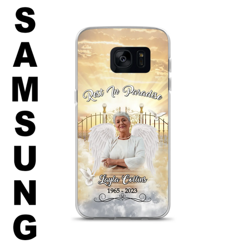 Custom Personalized Rest In Paradise Memorial Phone Case - Upload Photo - Memorial Gift Idea For Family - Case For iPhone And Samsung