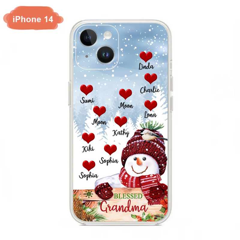 Personalized Snowman Grandma Phone Case - Christmas Gift Idea For Grandma - Up to 10 Kids - Case For iPhone/Samsung - Blessed Grandma