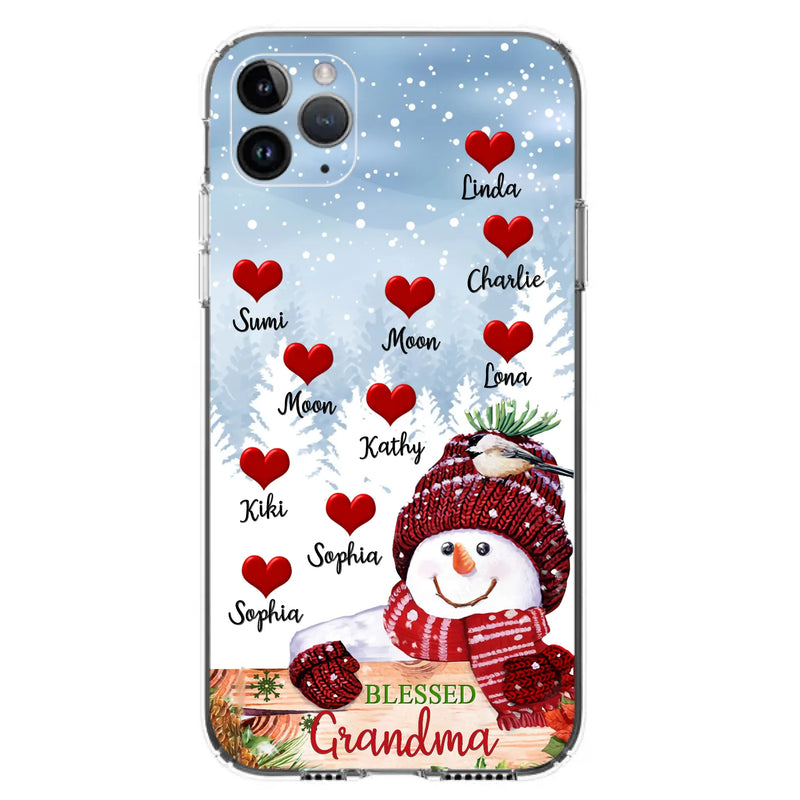 Personalized Snowman Grandma Phone Case - Christmas Gift Idea For Grandma - Up to 10 Kids - Case For iPhone/Samsung - Blessed Grandma