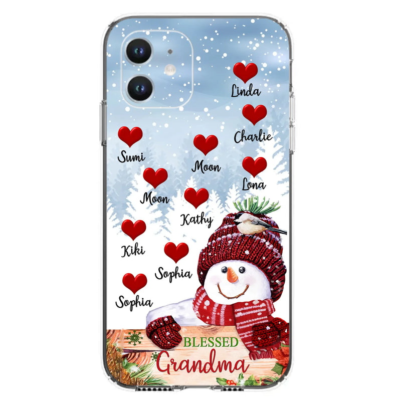 Personalized Snowman Grandma Phone Case - Christmas Gift Idea For Grandma - Up to 10 Kids - Case For iPhone/Samsung - Blessed Grandma