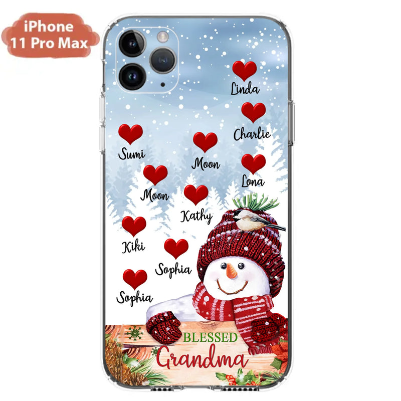 Personalized Snowman Grandma Phone Case - Christmas Gift Idea For Grandma - Up to 10 Kids - Case For iPhone/Samsung - Blessed Grandma