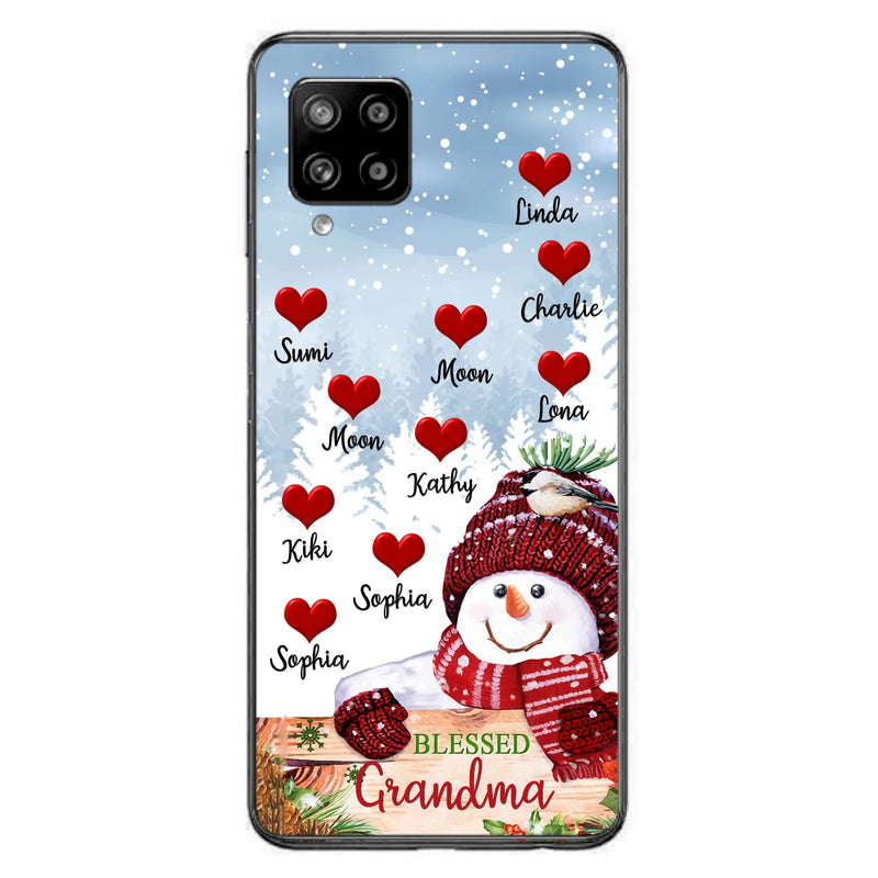 Personalized Snowman Grandma Phone Case - Christmas Gift Idea For Grandma - Up to 10 Kids - Case For iPhone/Samsung - Blessed Grandma