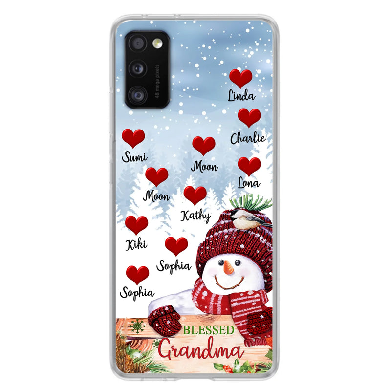 Personalized Snowman Grandma Phone Case - Christmas Gift Idea For Grandma - Up to 10 Kids - Case For iPhone/Samsung - Blessed Grandma