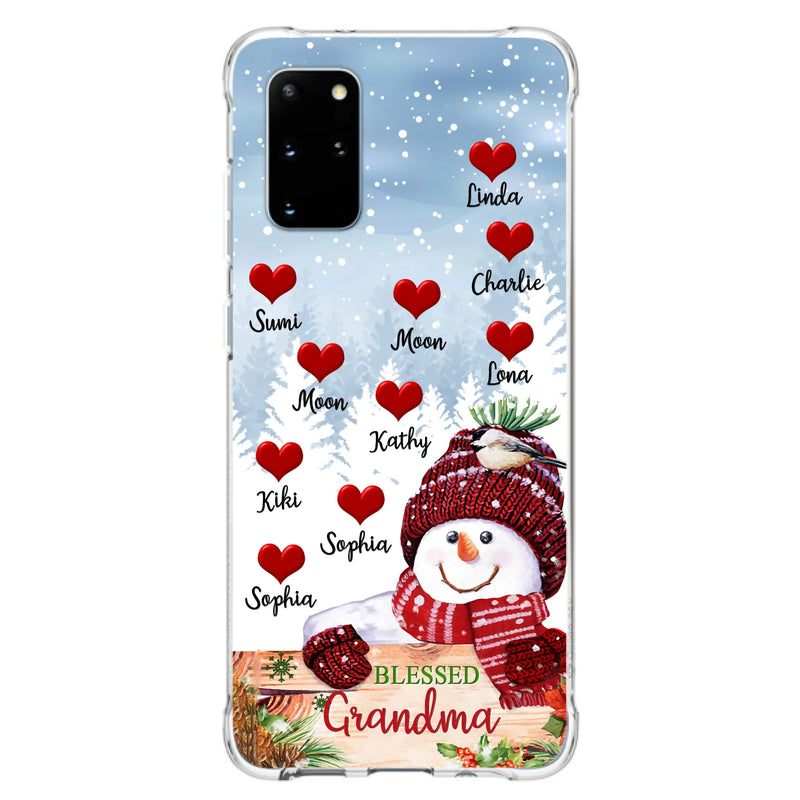 Personalized Snowman Grandma Phone Case - Christmas Gift Idea For Grandma - Up to 10 Kids - Case For iPhone/Samsung - Blessed Grandma