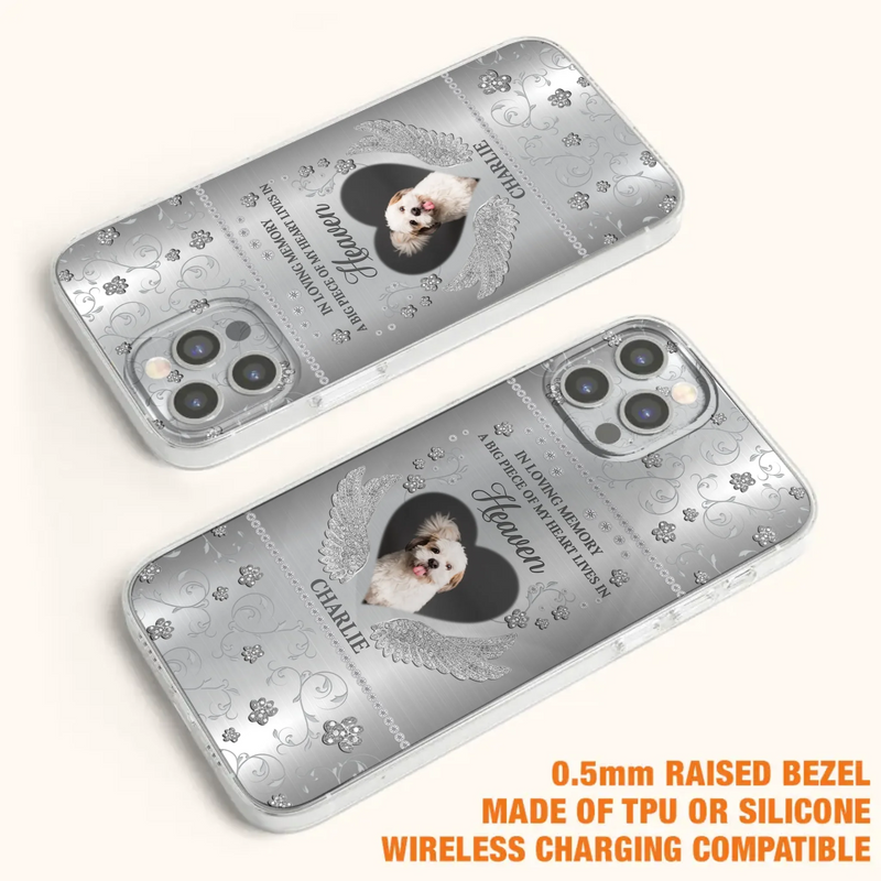 Personalized Memorial Phone Case - Upload Photo - Memorial Gift Idea For Pet Lover - A Big Piece Of My Heart Lives In Heaven - Case For iPhone/Samsung