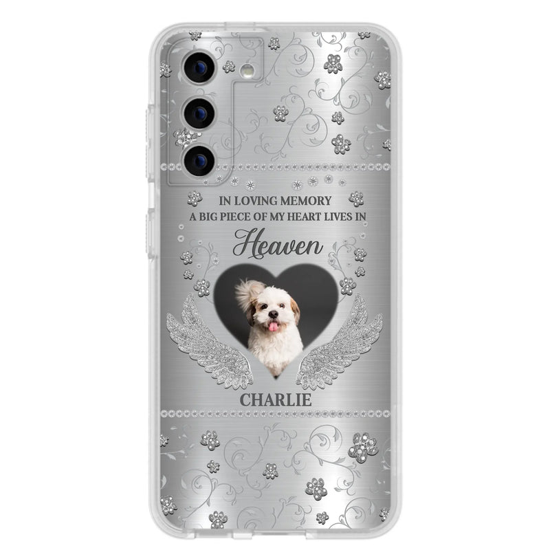 Personalized Memorial Phone Case - Upload Photo - Memorial Gift Idea For Pet Lover - A Big Piece Of My Heart Lives In Heaven - Case For iPhone/Samsung