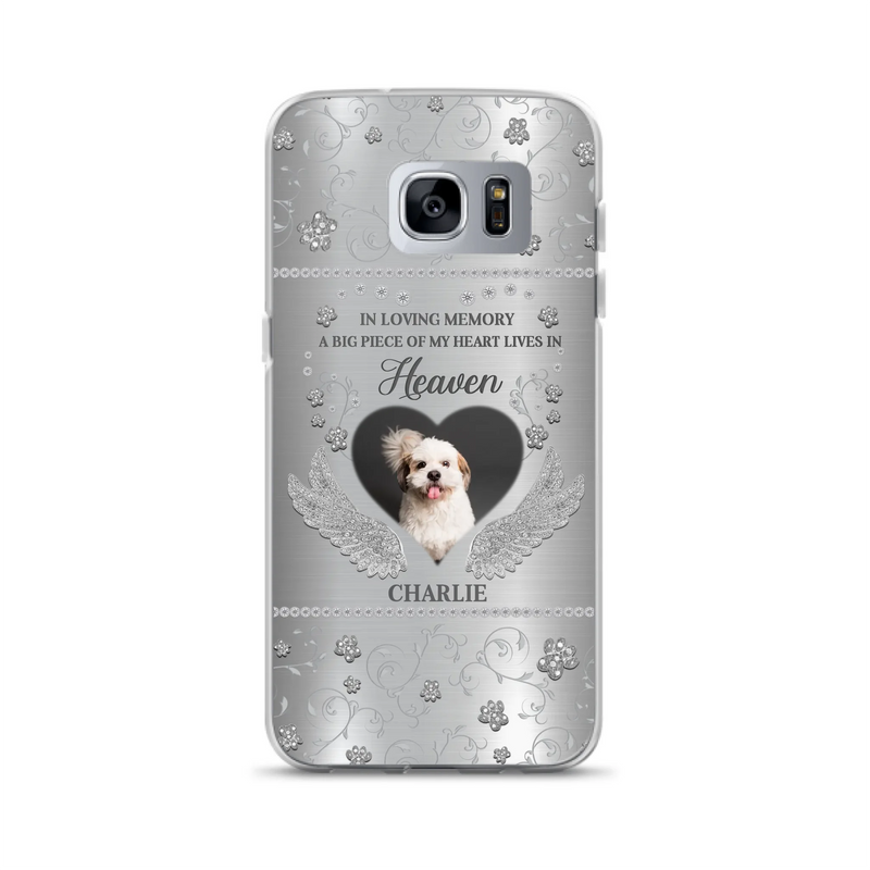 Personalized Memorial Phone Case - Upload Photo - Memorial Gift Idea For Pet Lover - A Big Piece Of My Heart Lives In Heaven - Case For iPhone/Samsung