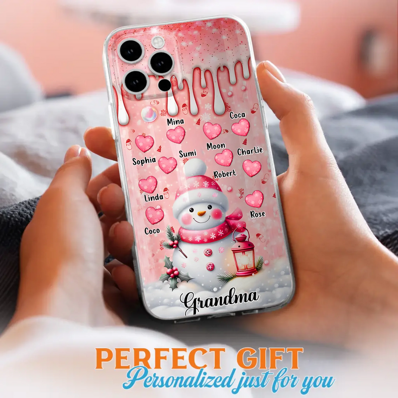 Personalized Snowman Grandma Phone Case - Christmas Gift Idea For Grandma - Up to 10 Kids - Case For iPhone/Samsung - Grandma