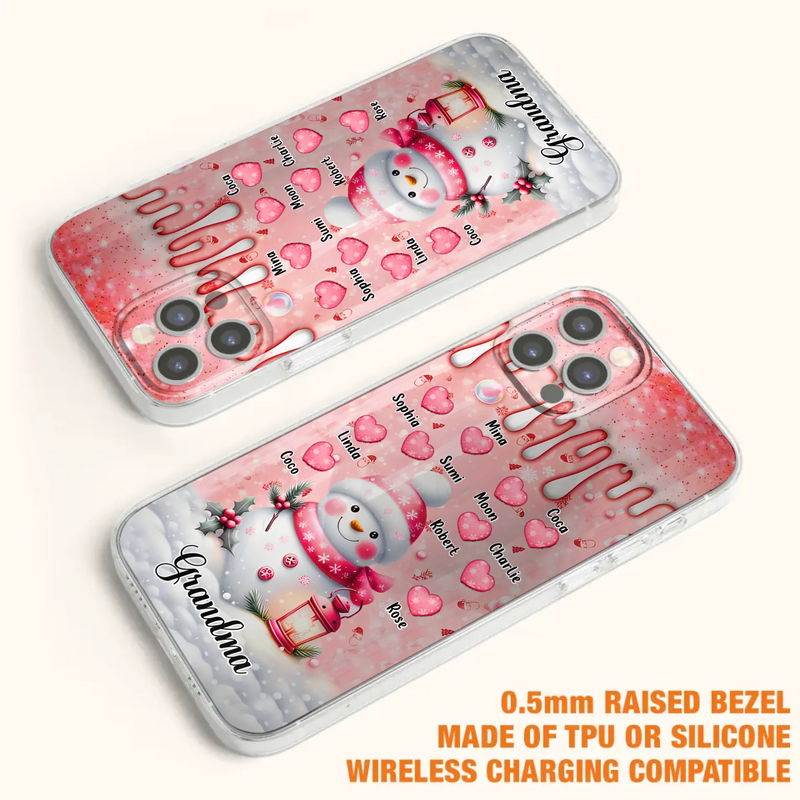 Personalized Snowman Grandma Phone Case - Christmas Gift Idea For Grandma - Up to 10 Kids - Case For iPhone/Samsung - Grandma