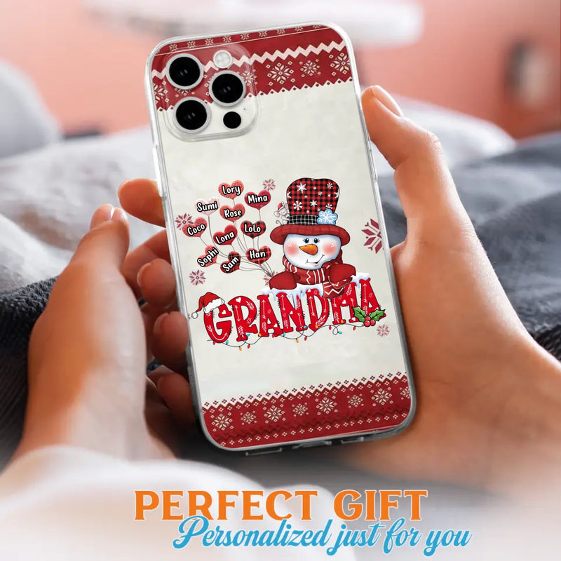 Personalized Snowman Grandma Phone Case - Christmas Gift Idea For Grandma - Up to 10 Kids - Case For iPhone/Samsung